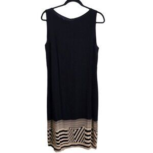 Louben Black Sleeveless Dress With Geometric Hem Size 14 100% Viscose